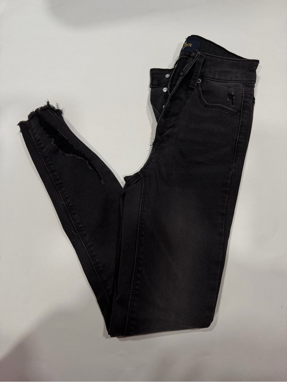Indigo Rein Black Skinny Jeans with Frayed Ankles